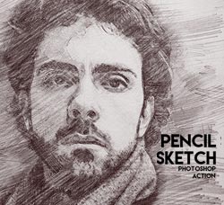 极品PS动作－逼真素描(含高清视频教程)：Pencil Sketch Photoshop Action